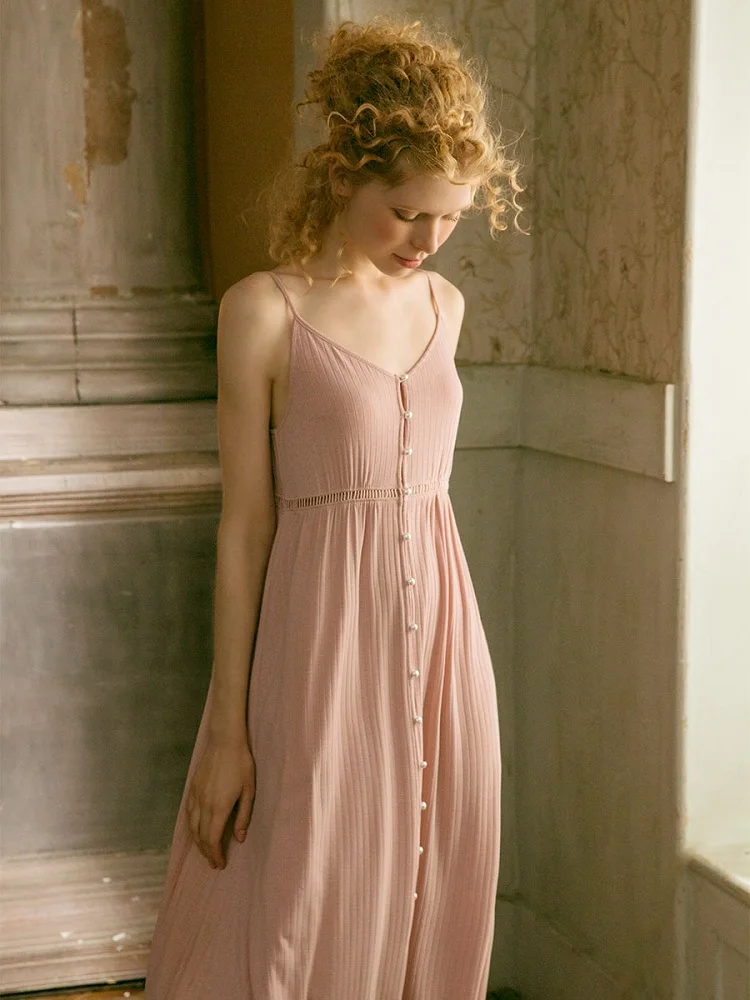 Hot Women Rainbow Sleepwear Dress Cotton Nightgown Loose Long Sleeve Nightdress