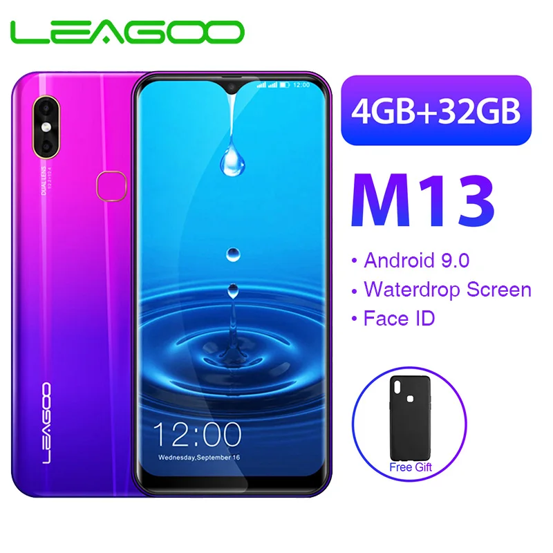  LEAGOO M13 Mobile Phone Android 9.0 6.1'' HD IPS Waterdrop Screen 4GB 32GB MT6761 3000mAh 8MP Dual 