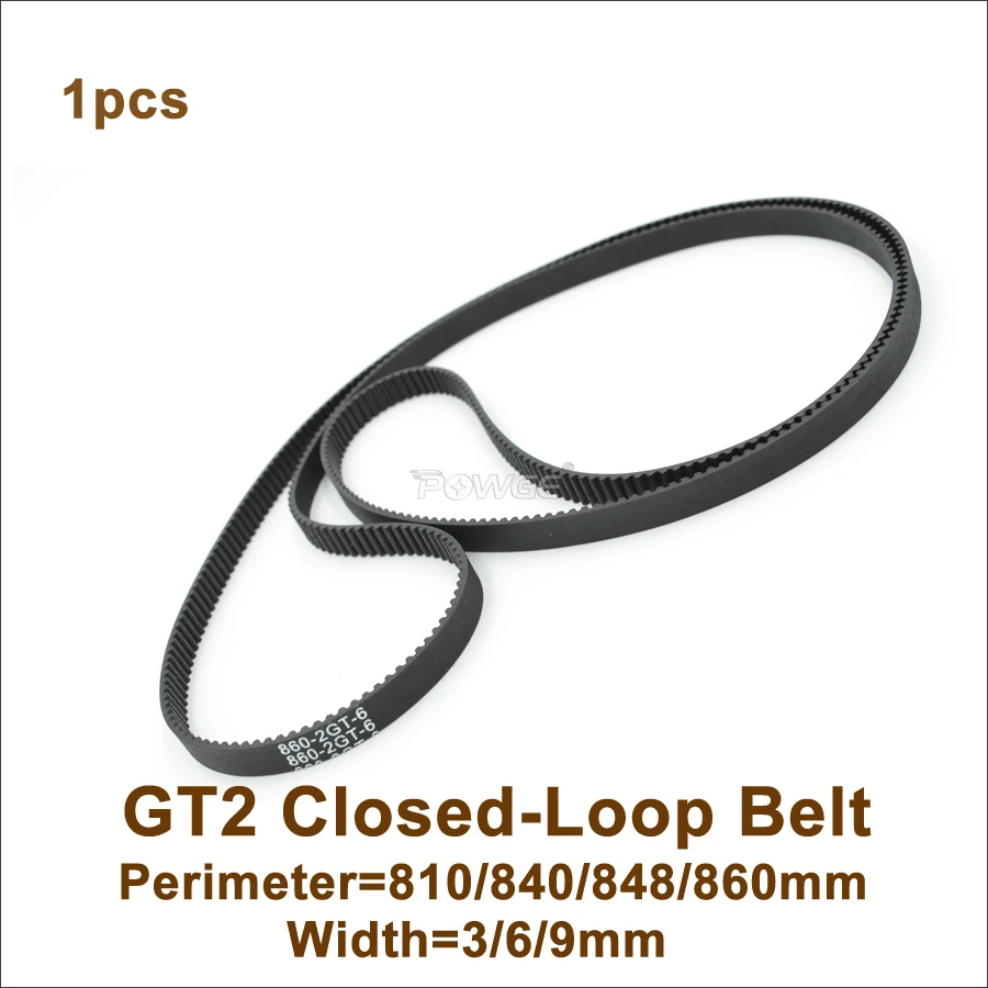 

POWGE 800 810 840 848 852 860 GT2 Timing Belt W=3/6/9mm T=400/405/420/424/426/430 2GT Closed-Loop Synchronous Belt 852-2GT