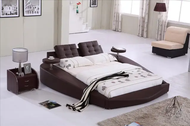 Letto rotondo, letto King size Grano Superiore poggiatesta In Pelle ... Letto rotondo, letto King size Grano Superiore poggiatesta In Pelle ...