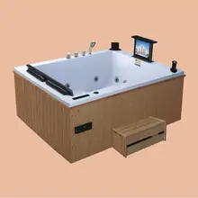 1900 мм двойной человек из стекловолокна водоворот бассейн акриловый гидромассаж серфинг открытый ТВ спа NS3163