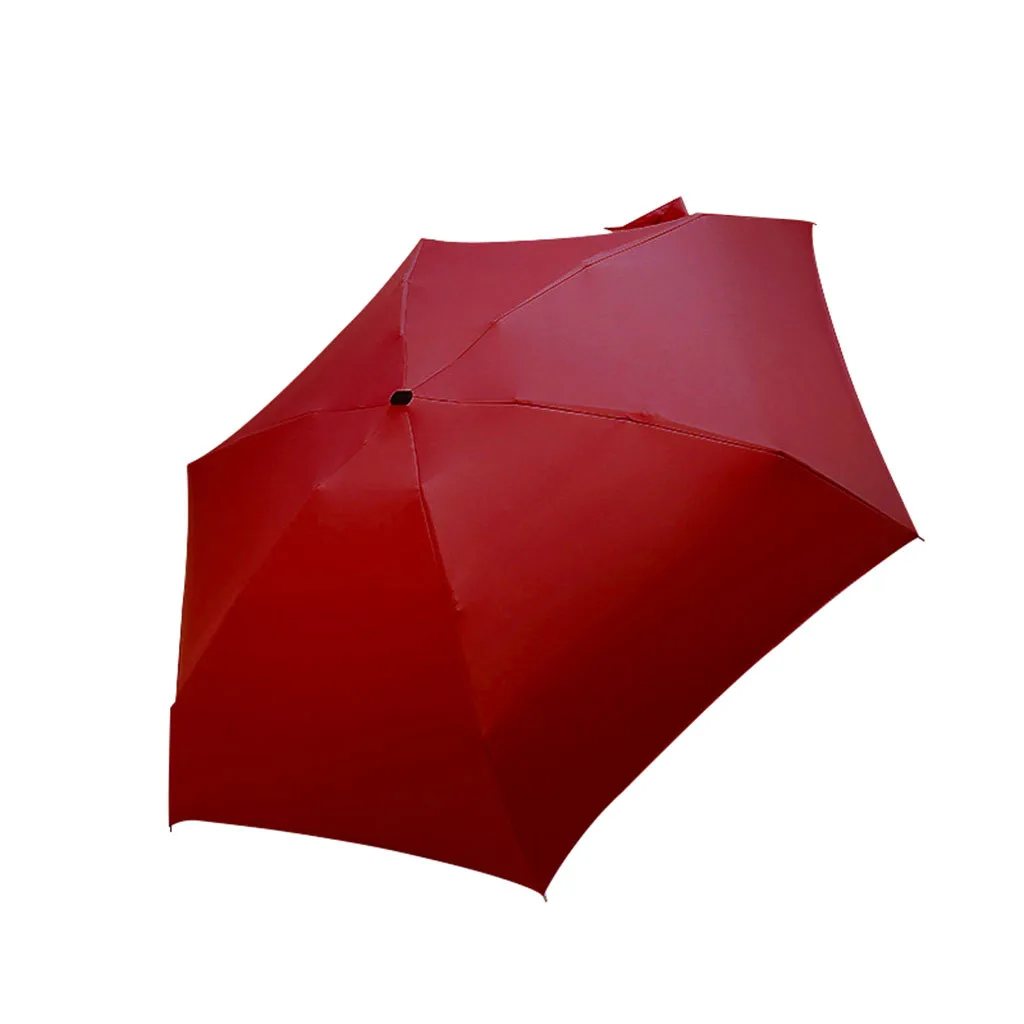 Карманный мини-зонтик от дождя, Женский Ветрозащитный прочный 5 складных солнцезащитных зонтов, портативный солнцезащитный зонтик для женщин - Цвет: Красный