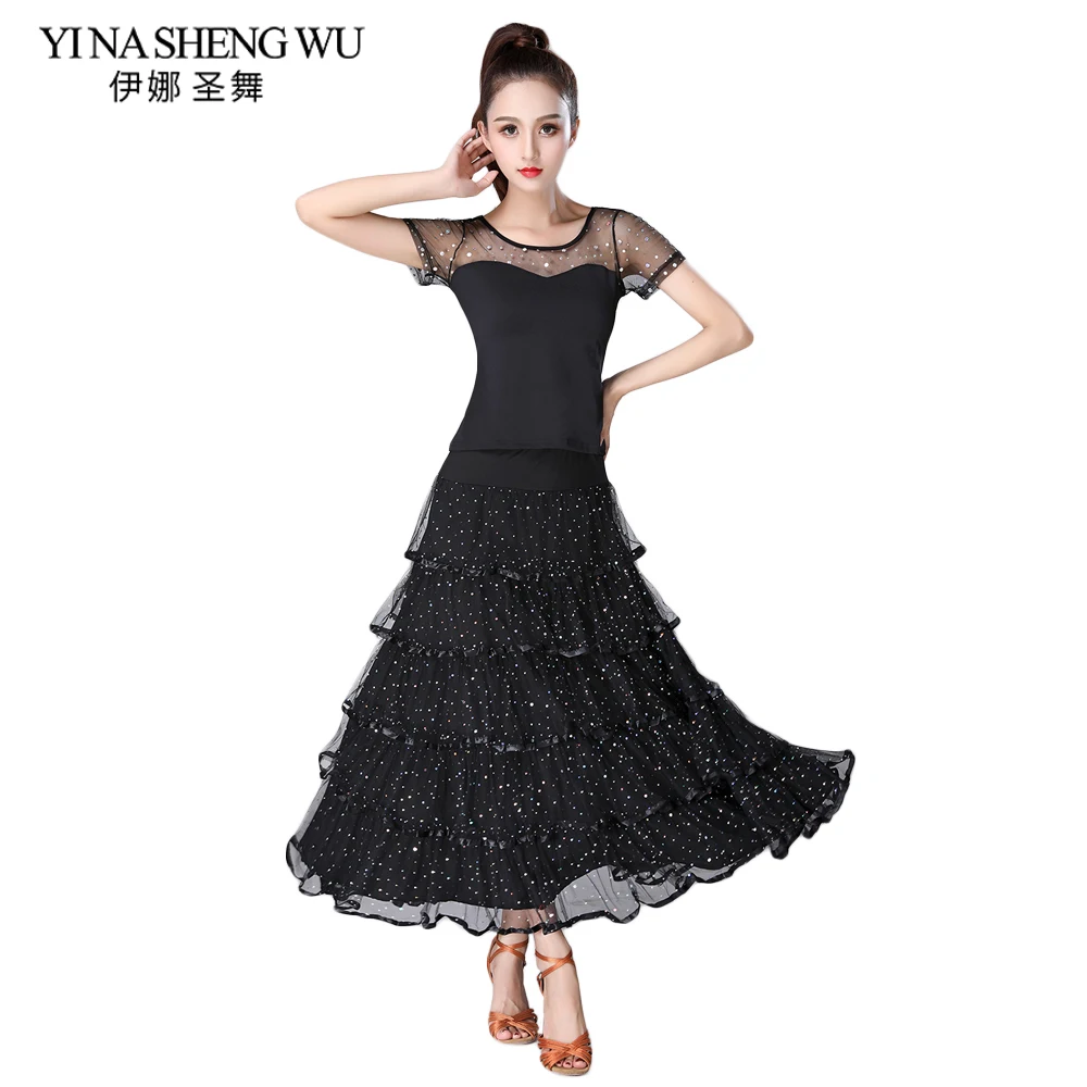 

National Standard Dance Competition Dress Modern Dance Stage Performance Clothing Ballroom Dance Practice Costume Waltz 2Pcs Set