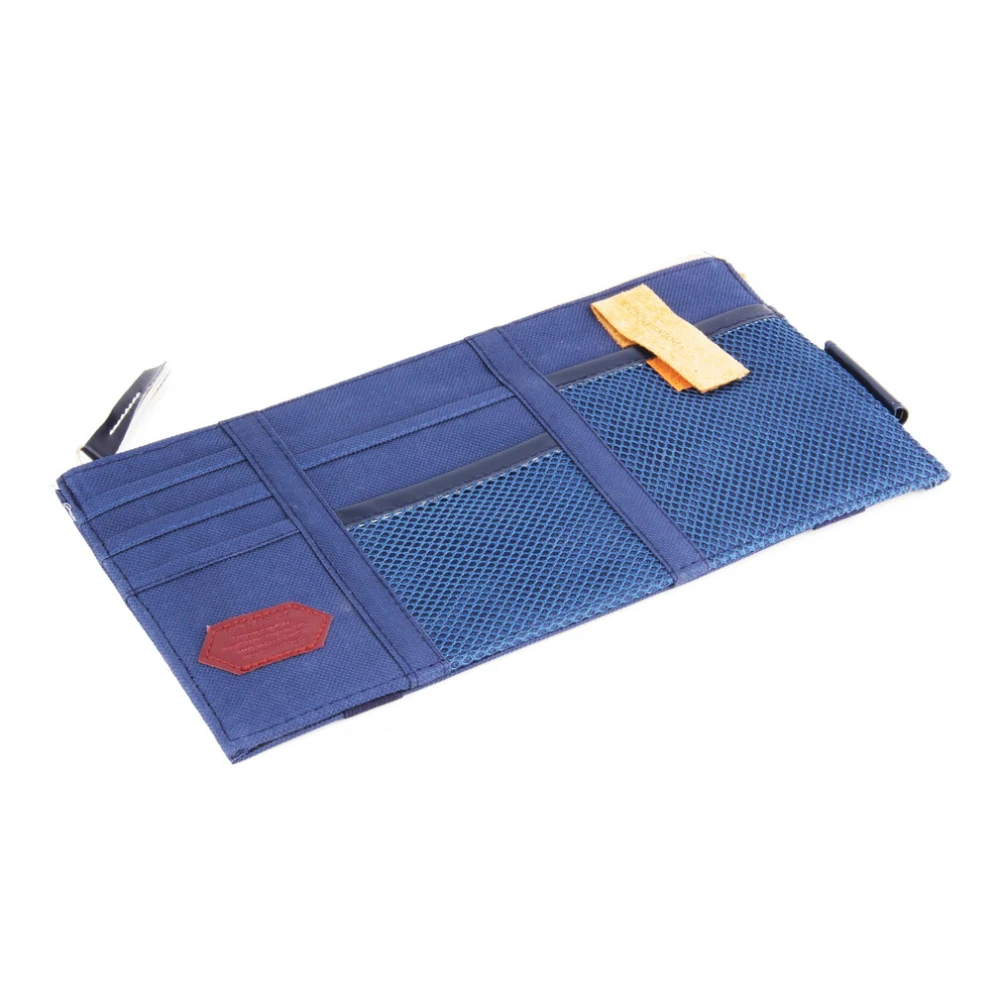 Многоцелевой темно-синий автомобильный солнцезащитный козырек с точечным карманом для хранения карт, держатель для компакт-дисков, органайзер, сумка для хранения очков
