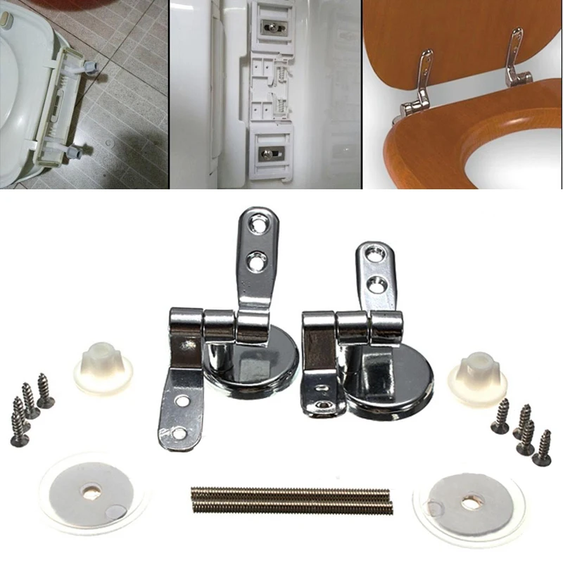 Alloy Replacement Toilet Seat Hinges Mountings Set Chrome with Fittings Screws For Toilet Accessories