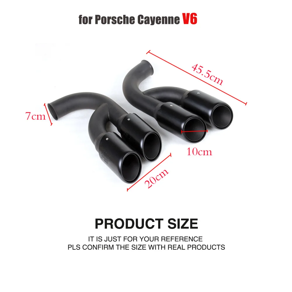 2 шт./компл. черный автомобиль Хвост глушитель Конец трубы советы подходят для Porsche Cayenne V6/V8 11-14 Нержавеющая сталь - Цвет: for Cayenne V6