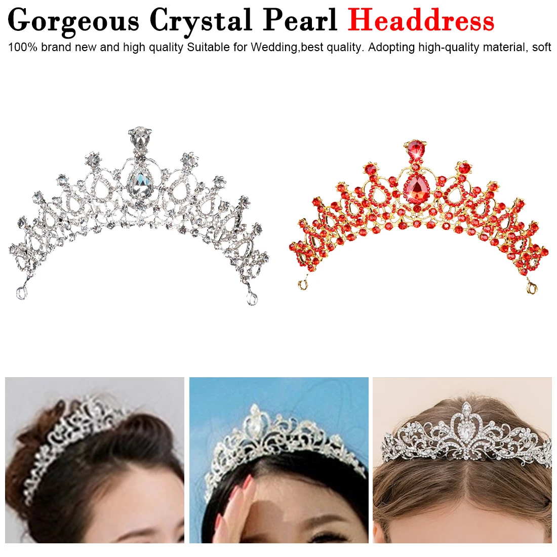 Designs Gorgeous Silver Crystal Bridal Tiara Crown Bride Headbands