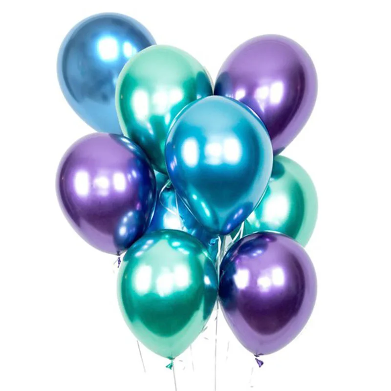 STARLZMU 10 шт. 12 дюймов блестящие металлические хромированные шары вечерние шары Русалка С Днем Рождения шарики для Свадьбы вечерние украшения - Цвет: DJ Mermaid Set