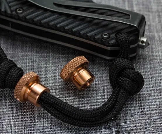 

1PC Red Copper Parachute Cord Knife Bead Lanyard Bead Key Chain Hand-made DIY Free Shipping