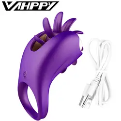 Вращения оральный ласки языком вибратор вагинальный, клиторальный Стимулировать Секс игрушки для пары флирт пенис вибрационное кольцо