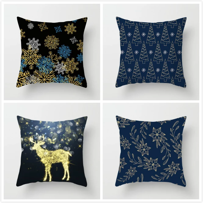 

Fuwatacchi Christmas Deer Throw Pillow Cover Polyester Snowman Cushion Cover for Car Home Sofa Decorative Pillowcase 2019