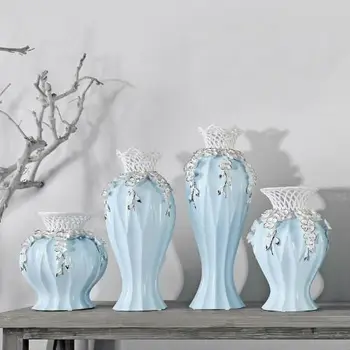 

flower vase pot ceramic blue creative handicraft porcelain figurine concise home decor craft room decoration