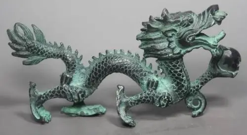 Китайская народная старинная Бронзовая статуя дракона ручной работы | Дом и сад
