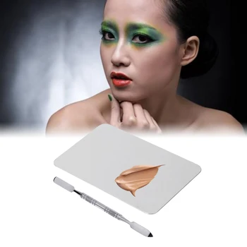 

Stainless Steel Makeup Palette Plate Spatula Rectangle Eyeshadow Nail Polish Color Mixing Palette Plate