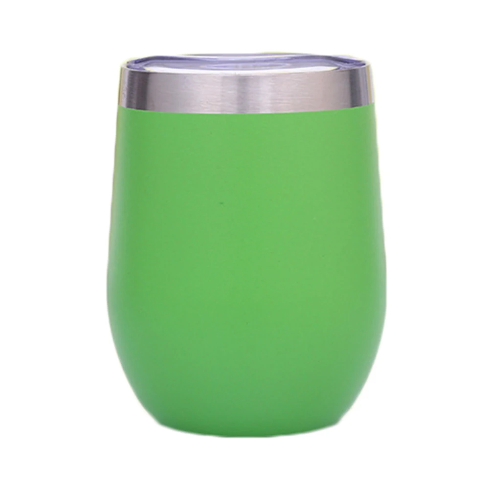 12 унций кружка из нержавеющей стали, кружки для вина, чашки в форме яиц, чашка пивная кружка, бокал для вина, кофе, термос, чашка питейная посуда кружки с крышкой F - Цвет: Green
