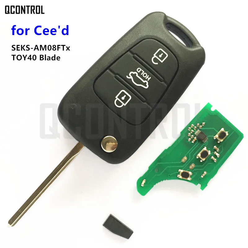 QCONTROL 433 МГц Автомобильный Дистанционный ключ для KIA CEED Pro Ceed Cee 'd SW SEKS-AM08FTx CE0678 TOY40 ключ лезвия 2009 2010 2011 2012