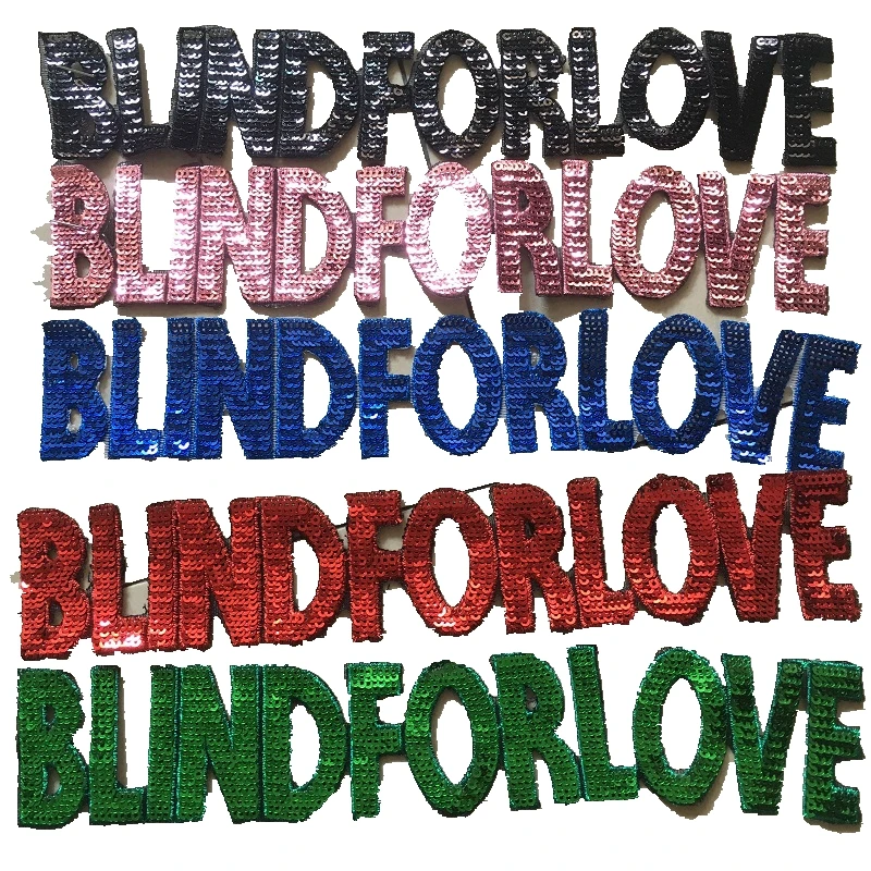 

1 Piece"BLIND FOR LOVE""HOLLYWOOD"Sequins Strips Embroidered Patch Applique Iron on Patches