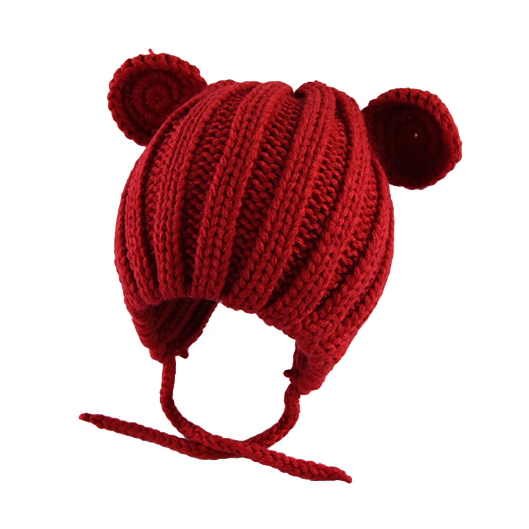 2018 Cute Bear Ear Kids Beanie Hat Baby Children Cartoon Winter Cap