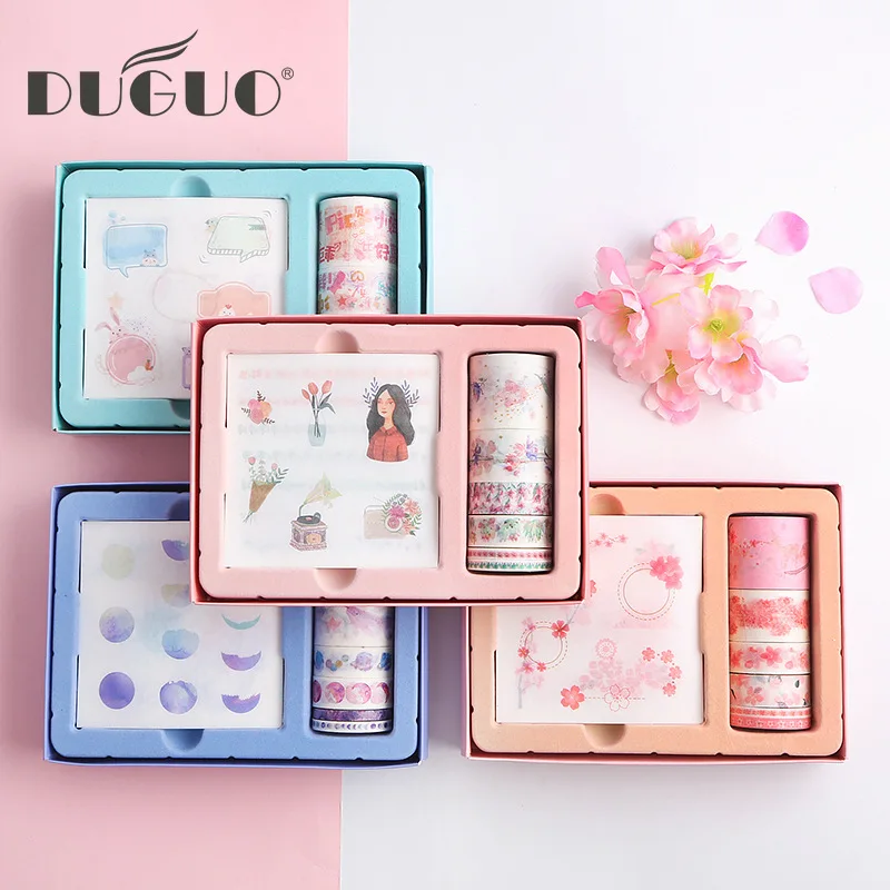 

DUGUO cute stationery PDA gift box set small fresh original hand account sticker simple and paper tape kawaii stationery