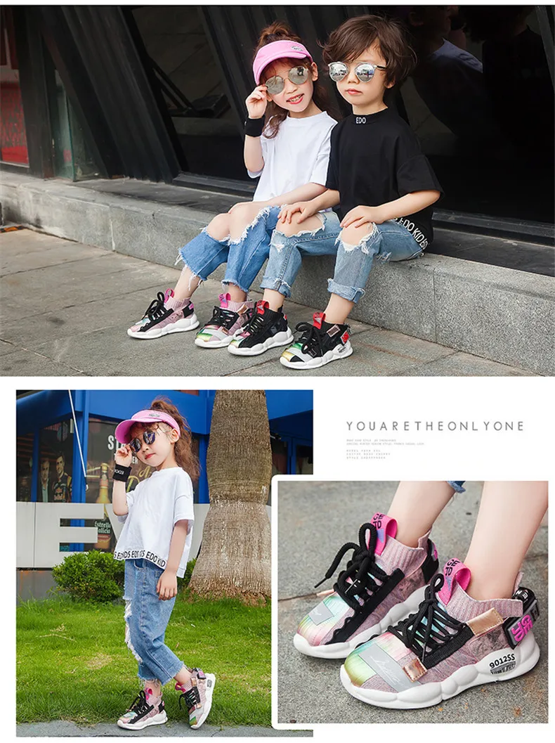 Осенние детские кроссовки для девочек обувь для мальчиков модная повседневная детская обувь для девочек Спортивная Беговая детская дышащая удобная обувь