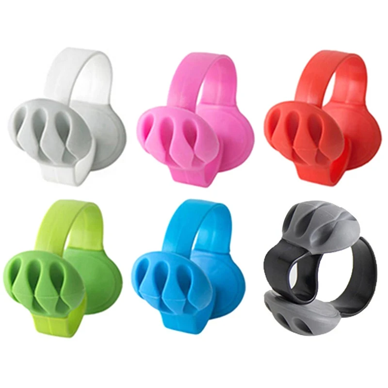 Desktop Cable Holder Winder 3 Port Holder Cable Organizer Management Office Silicon Phone Cable Holder Organizer