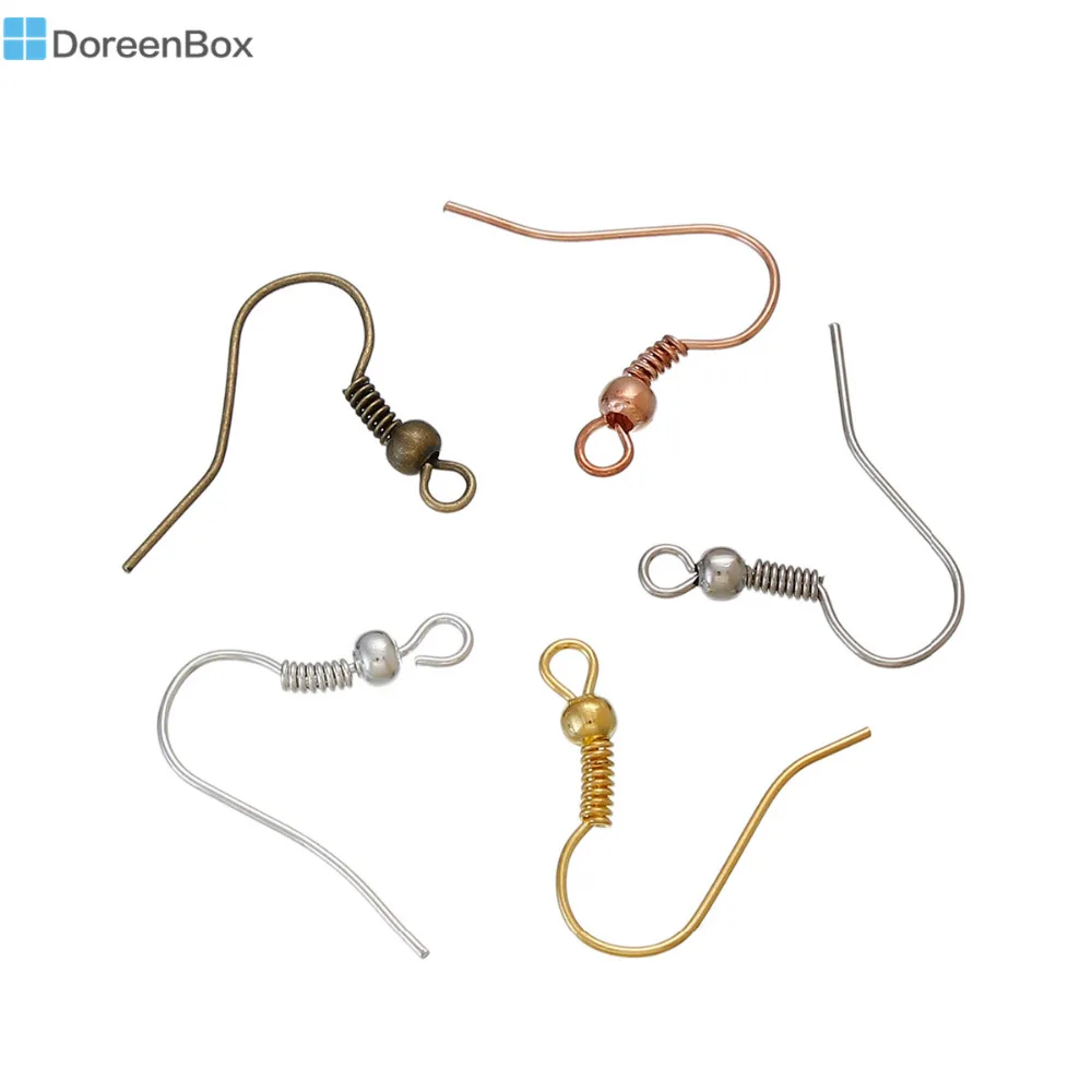 

Doreen Box Zinc Based Alloy & Iron Based Alloy Ear Wire Hooks Earring Findings Mixed 19mm( 6/8") x 18mm( 6/8"), 250 PCs