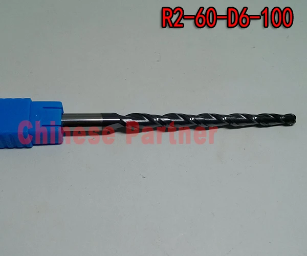 1pc R2*D8*45*85 2flutes HRC55 taper Ball nose end mill CNC Bit milling cutter