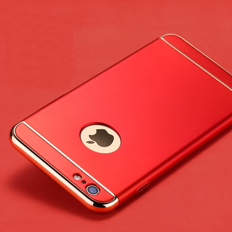 

Jamular Luxury Gold Plated Hard Case For iphone X 5 5s SE Back Cover Removable 3 in 1 Phone Cases For iphone 6 6s 7 8 Plus Shell