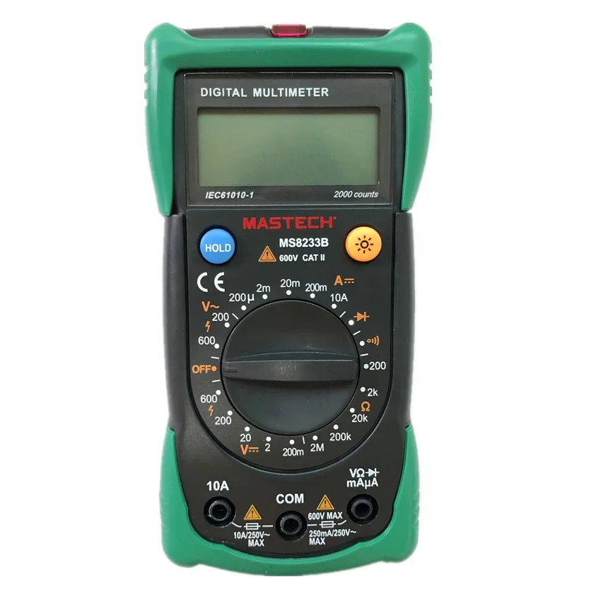 

MASTECH MS8233B Professional Digital Multimeter DMM AC Voltage Meter Data Hold with Backlight Ammeter Capacitance Tester