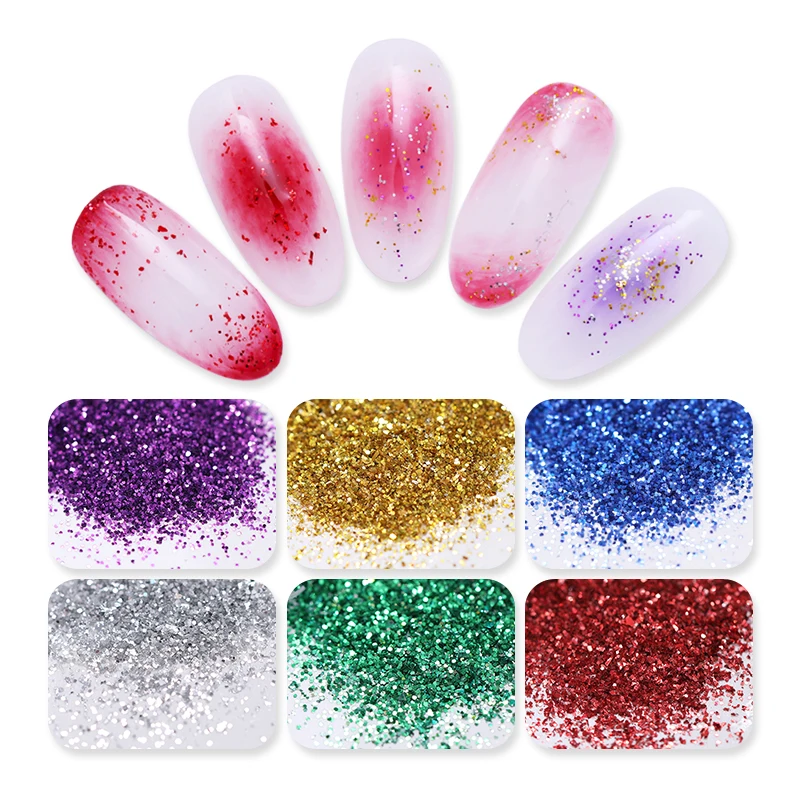

Nail Glitter Powder Silver Purple Mixed Colors Shiny Sequins Shimmer Pigment Dust DIY Nail Art Decorations Design Tools