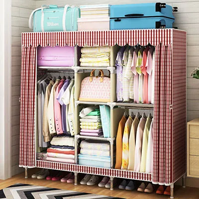 Magic Union простой двойной шкаф для хранения шифоньер складной шкаф для одежды в сборе шкаф из плотной деревянной ткани - Цвет: HH361100CS5