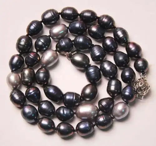 

Free shipping >>>>>>9-10MM TAHITIAN NATURAL COLOR PEARL NECKLACE 17" AAA+001