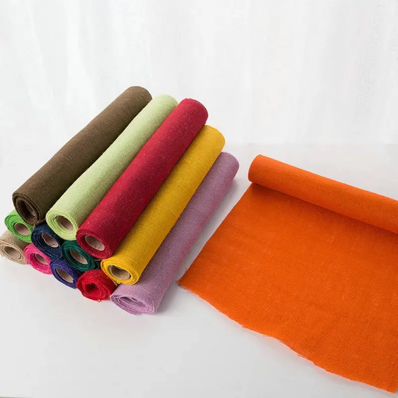 50CM multi color Natural Jute Burlap Fabric Roll For Country Rustic