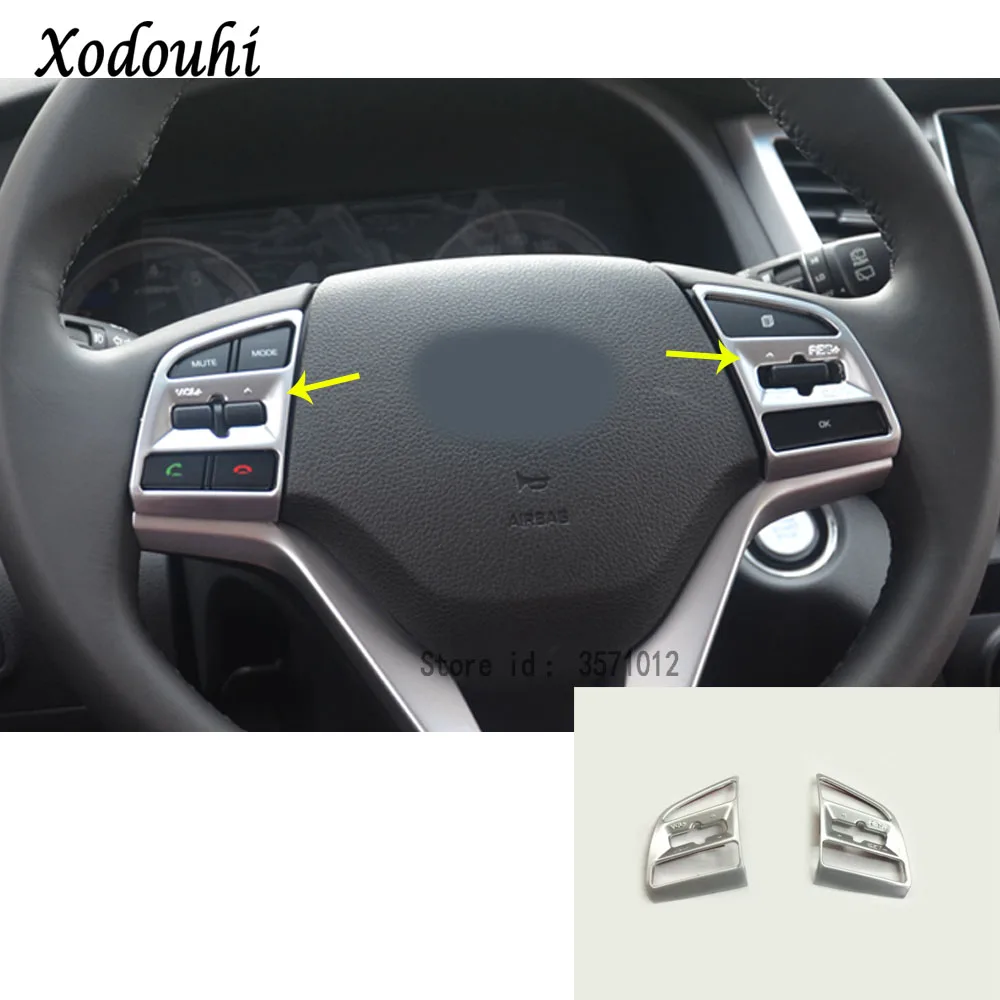 

For Hyundai Tucson 2015 2016 2017 2018 Car styling inner detector stick ABS chrome Steering wheel Interior Kit Trim frame 2pcs