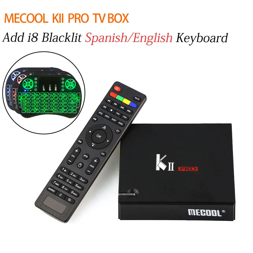 Mecool Кии Pro K2 Pro DVB-T2 DVB-S2 DVB-C Смарт ТВ Box Android 7,1 Amlogic S905D Quad-core HD Декодер каналов кабельного телевидения PK Mecool M8s Pro W - Цвет: Add i8bl ES keyboard