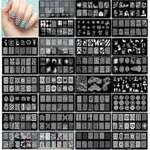 1x2018 Novo Design Pregue Template 12*6 CM de Metal Geometria Designs Nail Art Stamp Template Konad Polonês placa de imagem Stencil JR01-30(China)