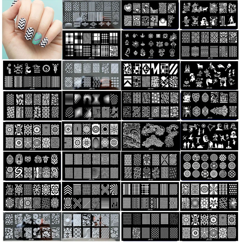 Model Kasur Logam 12X6 Cm 1X2021 Desain Geometris Gambar Sendi Mengkilap Conad Jr01 Model untuk Nail Art Dekorasi dengan Ubin 30 Aliexpress.com |