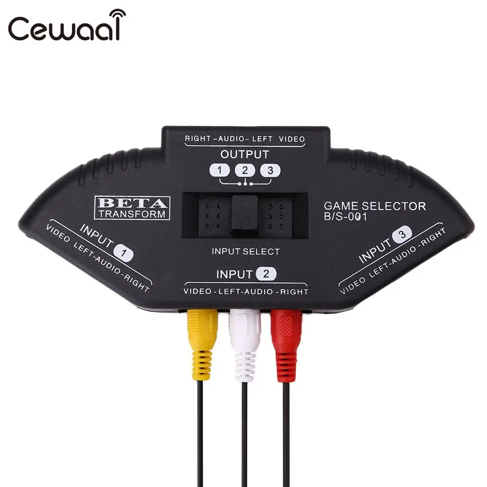 

3-Way Audio Video Signal AV RCA Selector Switcher Box Splitter +3RCA Cable
