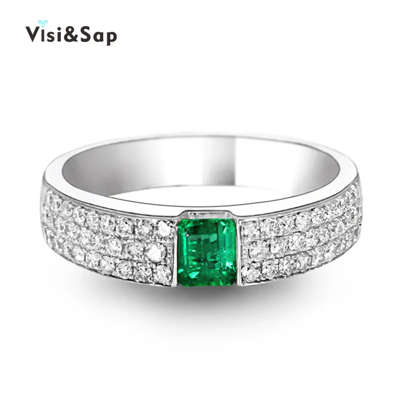 

Eleple Grandmother Green Stone Wedding Rings For Women Luxury jewelry Gifts wholesale White gold color ring Dropshipping VSR210