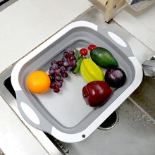 Multi-Function Cutting Storage Kitchen Chopping Blocks Tool Foldable Cutting Board Washable Fruit Storage Basket