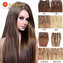 Full Head 23 Colors Available Clip In Hair 14″-24″100g 7Pieces/set Virgin Remy Human Hair Clip in Human Hair Extensions