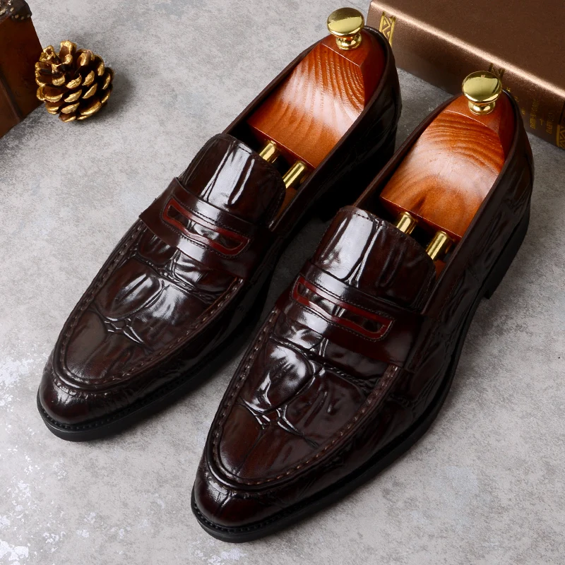 

Summer New England Men's Business Shoes Crocodile Pattern Breathable Casual Shoes Elegant Fashion Men's Low-top Shoes