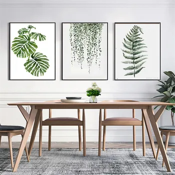 

Home Decor Wall Art Nordic Canvas Painting Gray Plant Leaves Decoration Picture for Living Room Bedroom dorm room Hotel Painting