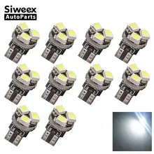 10 шт. T5 3528 1210 3 SMD автомобильный клиновидный светодиодный светильник на приборной панели CANBUS без ошибок, лампа для номерного знака постоянного тока 12 В белого цвета