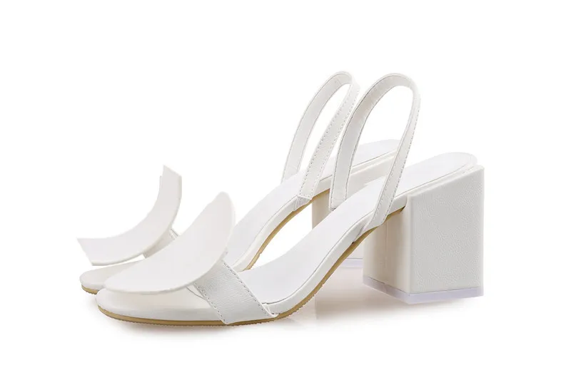 Элегантные белые босоножки; женские повседневные однотонные удобные квадратные и круглые женские Босоножки на каблуке; Летние вечерние туфли-лодочки для подиума