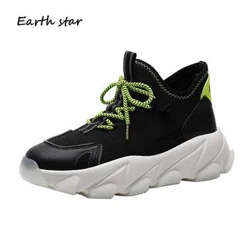 

Casual White Shoes Women Chunky Sneakers Platform zapatos de mujer Spring New chaussures femme Ladies footware Breathable Black