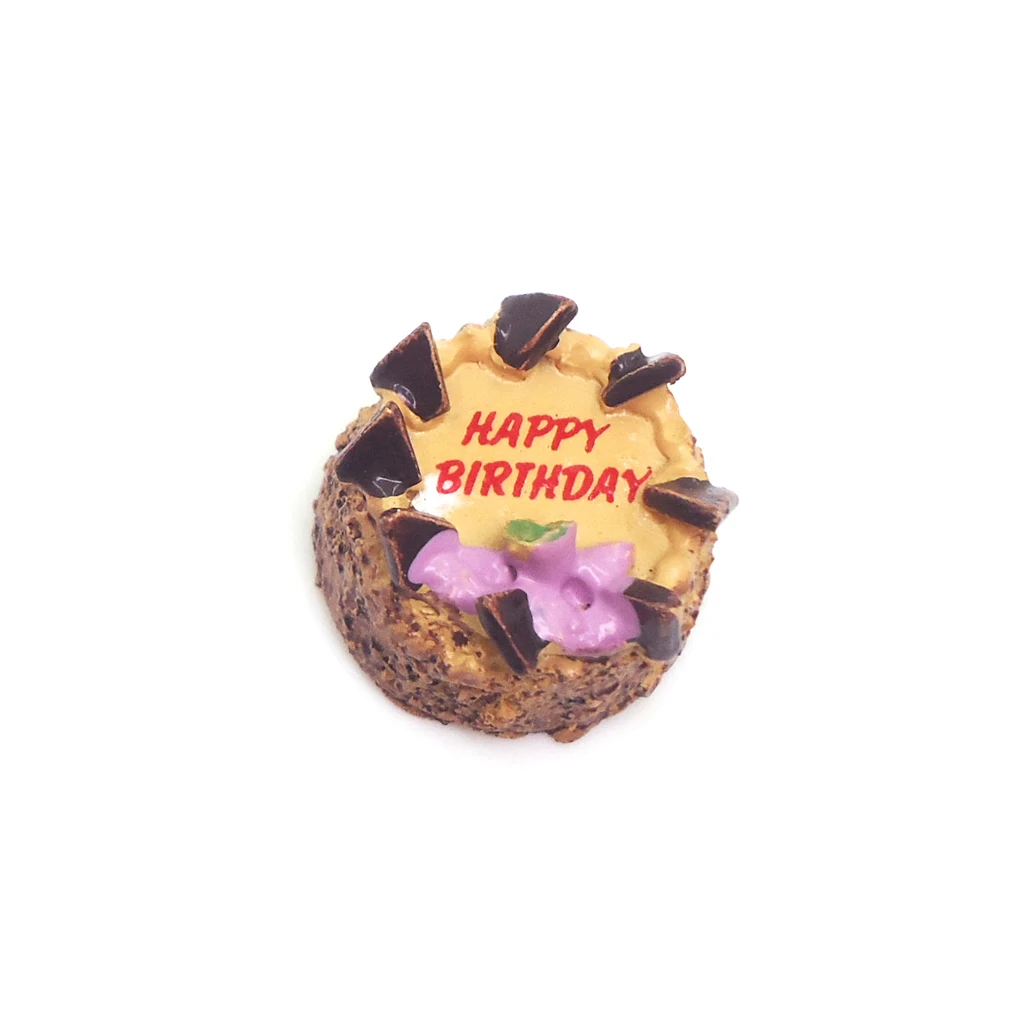 MagiDeal 1:12 Dollhouse Miniatures Happy Birthday Chocolate Cake Food Bakery Kitchen Toy for Dolls House Dining Room Cupboard