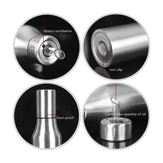 Bottiglia Olio Acciaio Inox Antigoccia 500ml - Dispenser Per Olio E Aceto Con Beccuccio Di Precisione - Foto 7