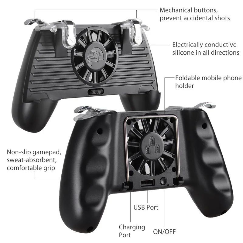 1 Pcs PUBG Controller Gamepad Pubg Mobile Trigger L1R1 Shooter Joystick Game Pad Holder Cooling Fan 4000mAh/4400mAh Power Bank 1 Pcs PUBG Controller Gamepad Pubg Mobile Trigger L1R1 Shooter Joystick Game Pad Holder Cooling Fan 4000mAh/4400mAh Power Bank