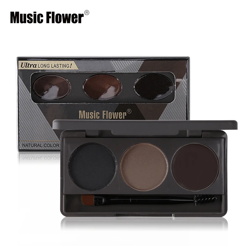 

2 Color Music Flower Eye Makeup Eyebrow Powder+Eyebrow Wax Palette Waterproof Eye Brow Enhancer Cosmetic With Brush & Mirror
